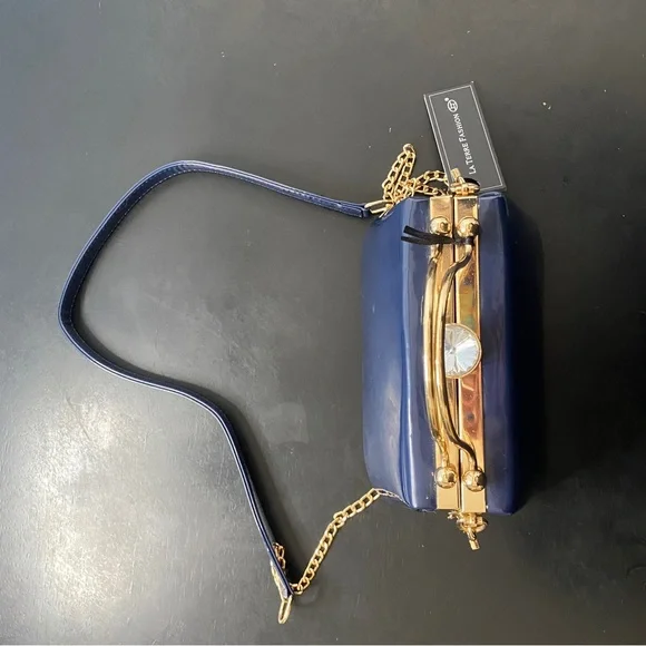 Blue purse with gold - Picture 6 of 8